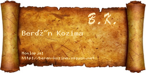 Berán Kozima névjegykártya